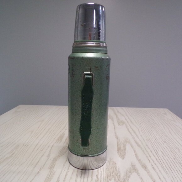 Vintage Aladdin Stanley Vacuum Thermos 32 oz Quart Model A-944DH Green Silver - Picture 3 of 9
